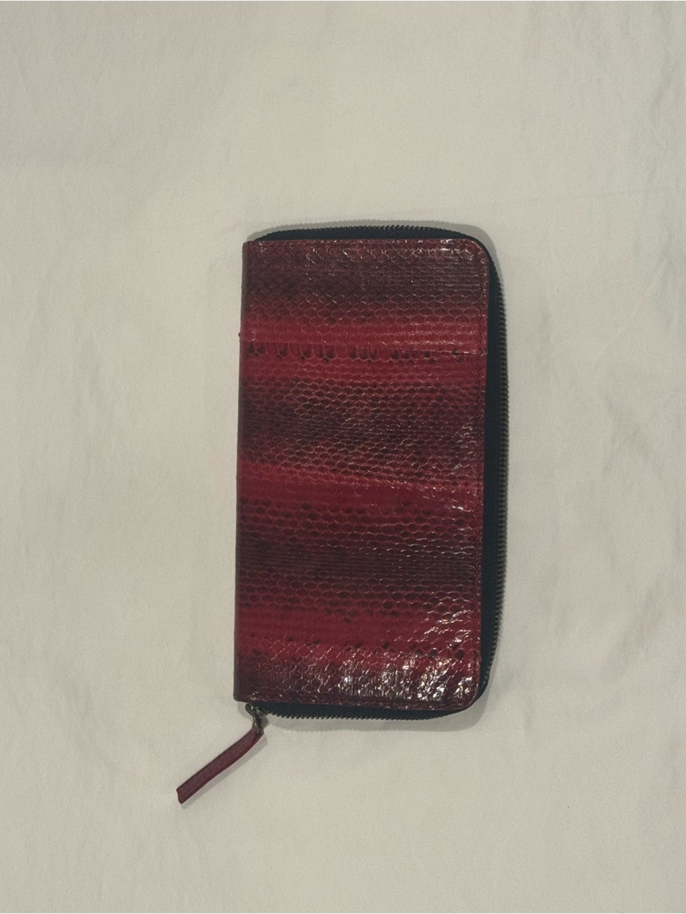 Beirn Luxury Red Python Print Zip Around Wallet Excellent Condition